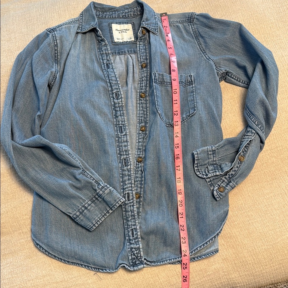 Abercrombie & Fitch Blue Denim Button-Up Shirt